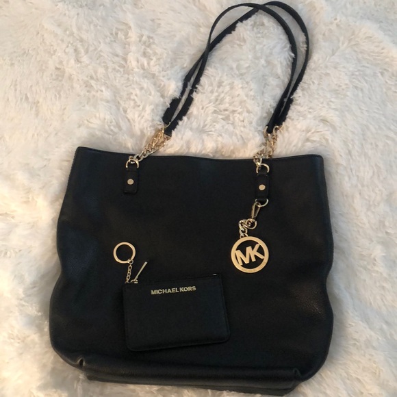 🖤 MK 2 Piece 🖤 Michael Kors Black & Gold Bag & Wallet Set 🖤 Read Description - Picture 2 of 14